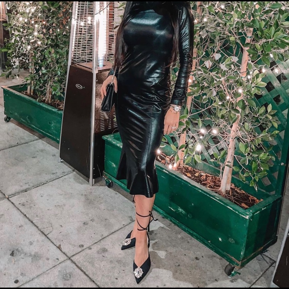 Black shiny dress
